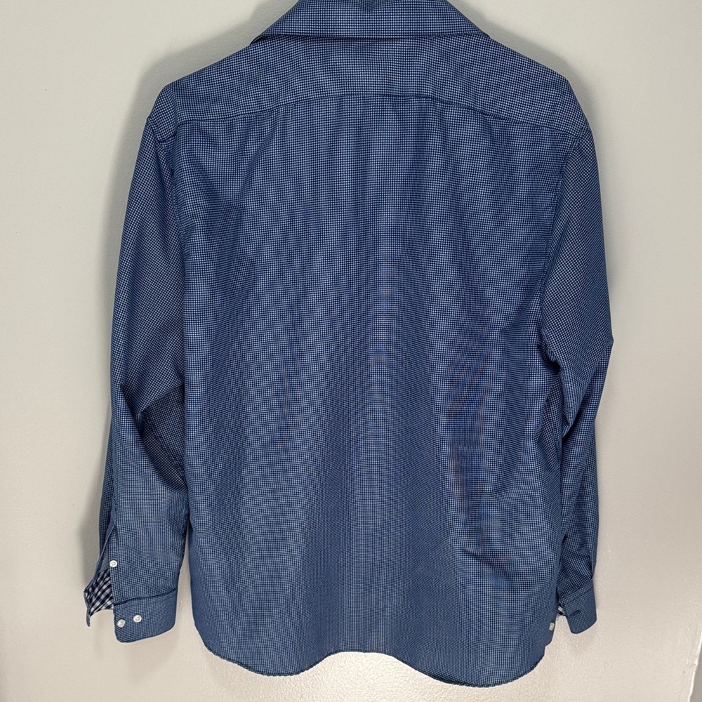 LAST CHANCE!! 3/$15 Calabrum London Navy Checkered Men's Shirt - Picture 3 of 4